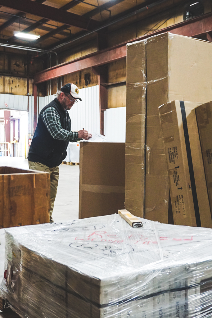 Employee completing catalog